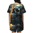 thumbnail image 6 of Fotbe Flower Field Skull Print Pajama Set for Women 2 Piece Loungewear Short Sleeve Tops and Shorts Set Soft Sleepwear-Medium, 6 of 7
