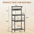 thumbnail image 4 of Atilioo Kitchen Bakers Rack with Power Outlet, 4 Tiers Coffee Bar Table, Oven Microwave Stand, Storage Shelf, Appliance Organizer, 23" Gray, 4 of 11