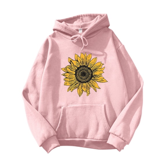 Women'S Crewneck Sweatshirts Casual Pullover Shirt Sunflower Print Long-Sleeved Sweatshirt Coat Top