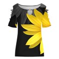 thumbnail image 2 of Gibobby Blusa Casual de Mujer Camiseta manga corta con estampado flores y botones para mujer, camiseta manga corta, informal, Sexy, verano, para (Amarillo,XL), 2 of 4