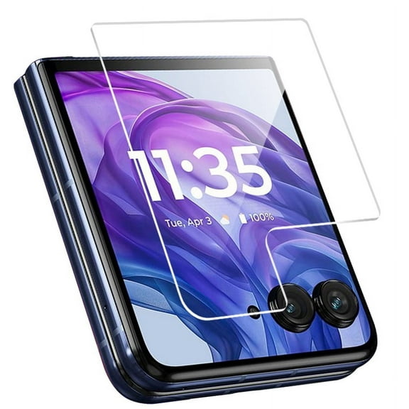 2x Tempered Glass Screen Protector for Motorola RAZR  2024 Phone, Nakedcellphone 9H Hard Clear Display Guard [Scratch/Crack Saver] for Moto RAZR Plus '24 Flip (RAZR 50 Ultra) - Twin Pack