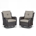 thumbnail image 3 of POCASSY Wicker Rocking Chair Swivel Chairs - 2 Piece Oversized Rocker Patio Accent Chairs Set Rattan Rocking Chair for Outdoor Porch Deck Garden Backyard (Brown/Gray), 3 of 11