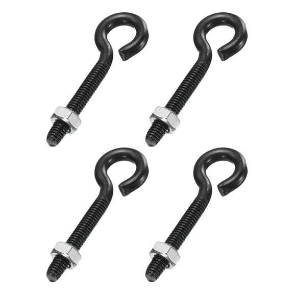 Uxcell 4 Pack Eye Bolts, M6 x 45mm 304 Stainless Steel Threaded EyeBolt Black Eye Hooks with Nut for Hanging or Securing Cables