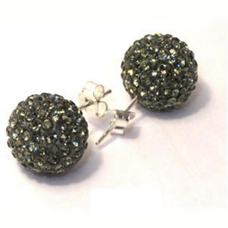 Gray Gemstone Earrings - Dlux Jewels Sterling Silver Grey Crystal 10 mm Post Earrings