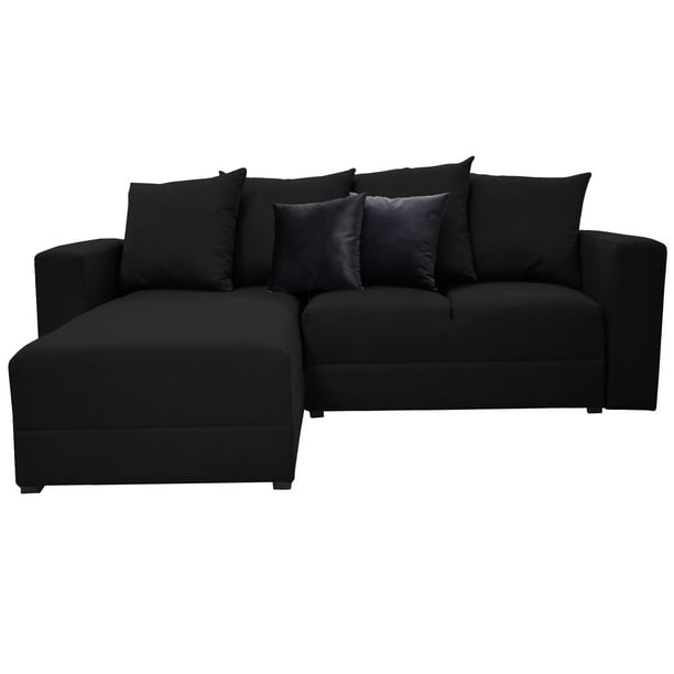 Sala Esquinera Modular El Bazar Store Lombar Negro 220 x 160 cm, Tela Lino nacional