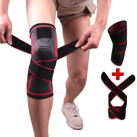 CUIYUAN Knee Brace for Women Men Knee Brace for Running Knee Pain Knee Support Sleeve Workout Sports Knee Braces for Pain Relief Adjustable Knee Support Unisex Red