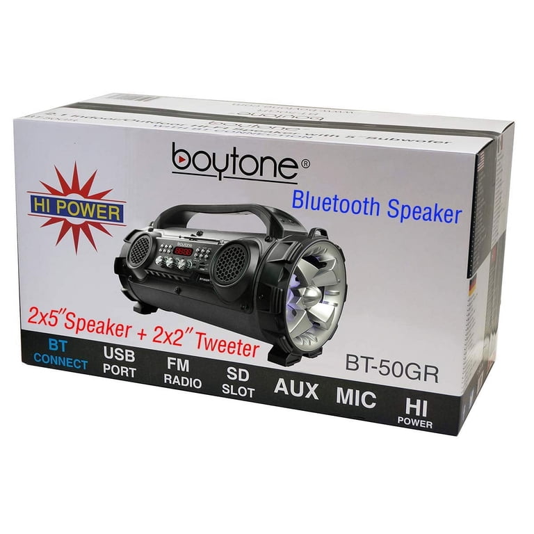 Boytone Bt-50gr Portable Bluetooth Speaker, Indoor/outdoor 2.1 Hi