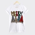 thumbnail image 4 of Odeerbi Christmas Shirts for Women 2025 Casual Round Neck Short-sleeved Christmas Tree Printed Top White, 4 of 7