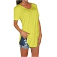 thumbnail image 1 of Pompotops Fashion Woman V-Neck Short Sleeve Tops T-Shirt Summer Solid Loose Blouse, 1 of 5