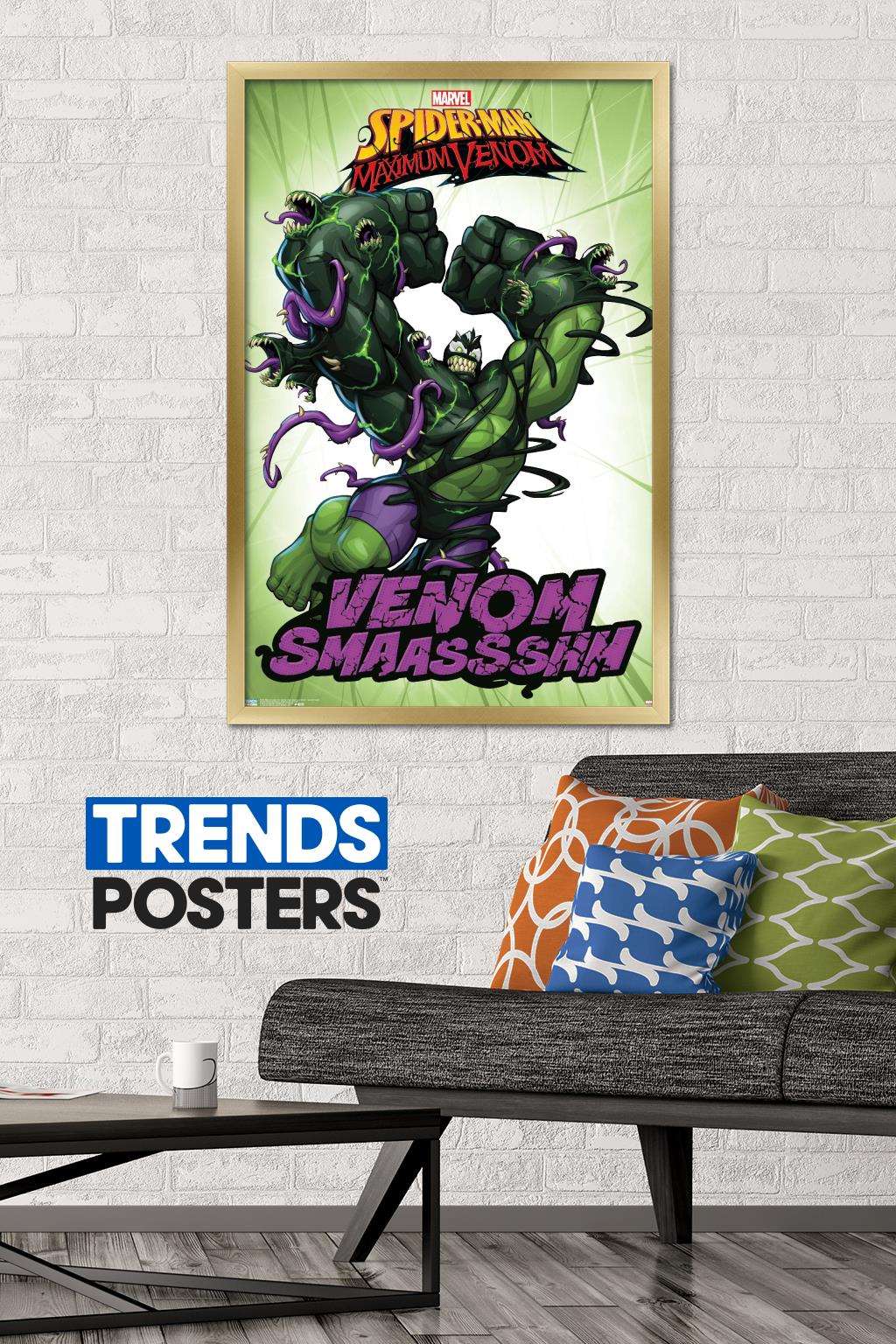 Marvel Comics TV - Spider- Man: Maximum Venom - Venom Smash Wall Poster, 22.375" x 34", Framed
