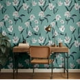 thumbnail image 3 of S4Sassy Lily Flower Wallpaper - Turquoise Wall Covering, 25" x 240" Self-Adhesive Vinyl Wall Paper, Decorative Walls Wrap, Easy DIY Walls Covering For Bedroom, Living Room, Living Space, 3 of 9