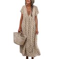 thumbnail image 1 of ITFABS Robes Décontractées à Manches Courtes pour Femmes, Imprimé Floral, Maxi, Amples, Robes de Plage, 1 of 7