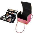thumbnail image 6 of Byootique Red Gold Makeup Train Case Lockable Rolling Cosmetic Trolley Storage, 6 of 12