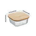 thumbnail image 3 of Fiambrera de vidrio con tapa de madera - Recipiente cuadrado para alimentos de 14,9 x 14,9 x 6,4 cm, apto para microondas y congelador, caja bento sellada para picnic y preparación de, 3 of 6