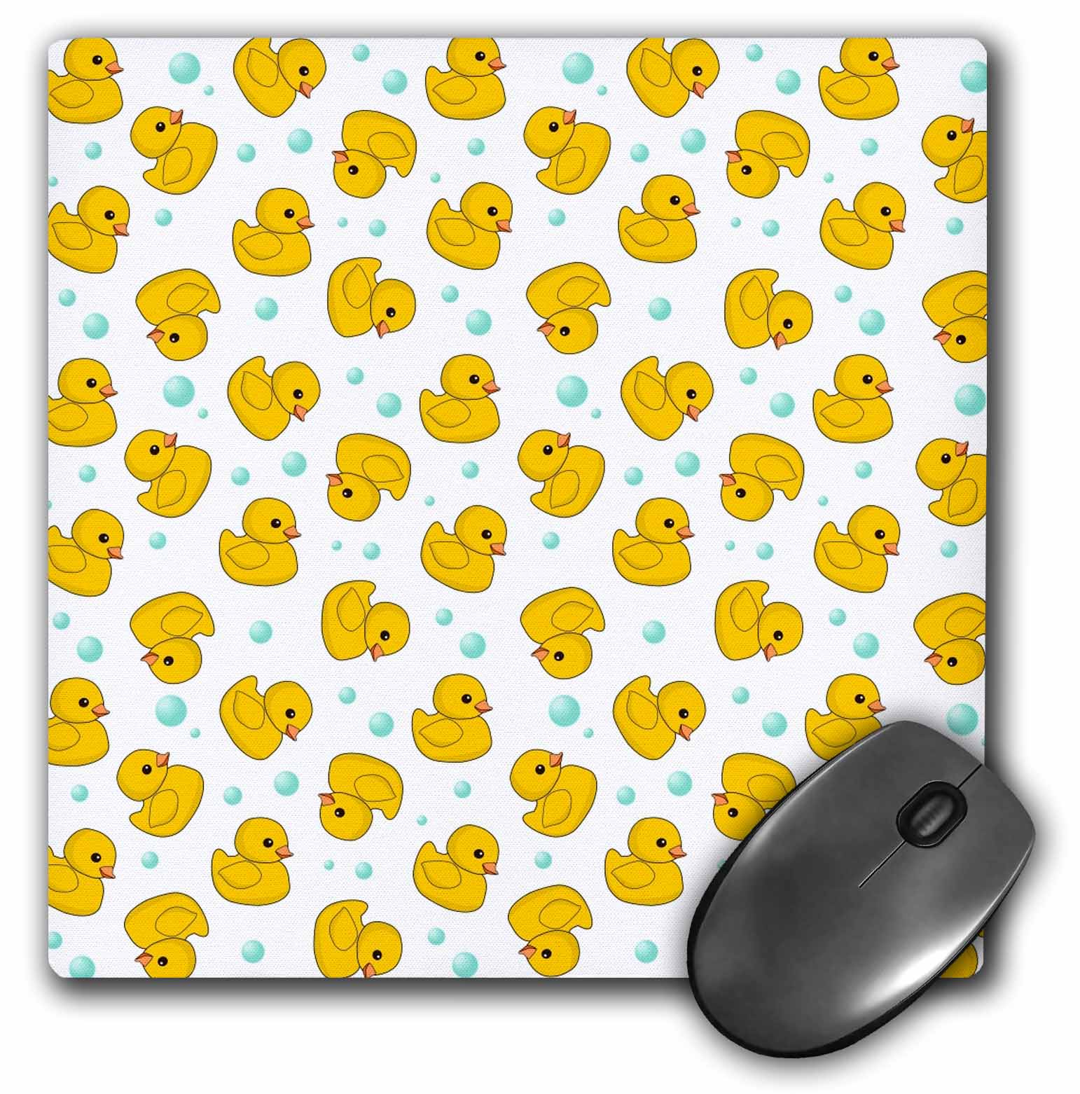 3dRose Cute Rubber Duck Pattern - yellow ducks - kawaii ducky duckie - duckies and soap bubbles on white - Mouse Pad, 8 by 8-inch (mp_112951_1) - image 1 of 1