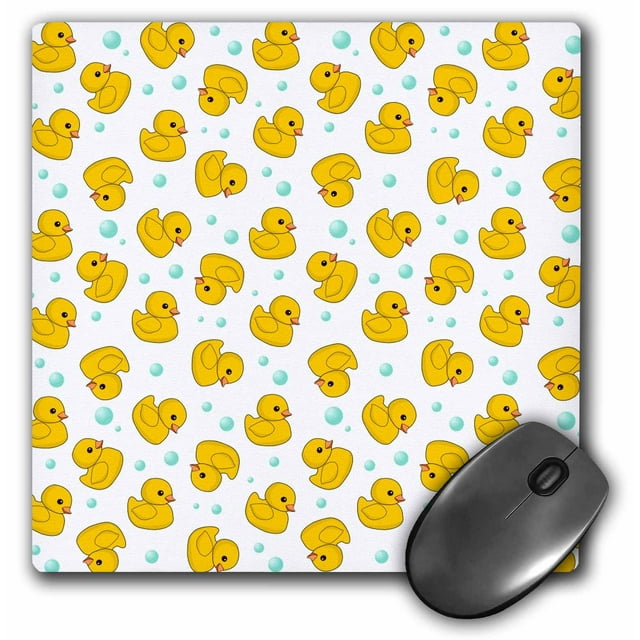 3dRose Cute Rubber Duck Pattern - yellow ducks - kawaii ducky duckie - duckies and soap bubbles on white - Mouse Pad, 8 by 8-inch (mp_112951_1)