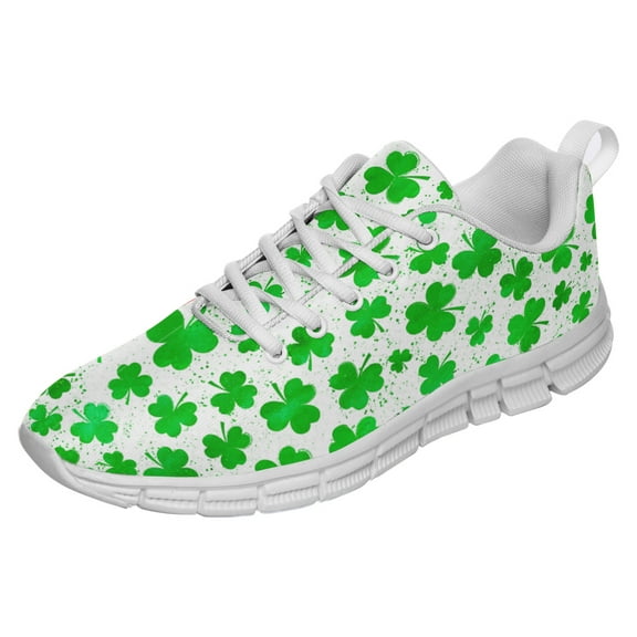 St Patricks Day Shoes for Women Men Running Sneakers Breathable Casual Sport Tennis Shoes White Size 3.5