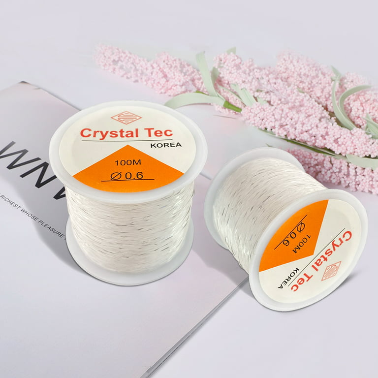 1 Roll 0.6mm Crystal Bead String, Elastic & Transparent Diy Jewelry Making  Thread, Easy To Go Through Beads(100m/Roll)