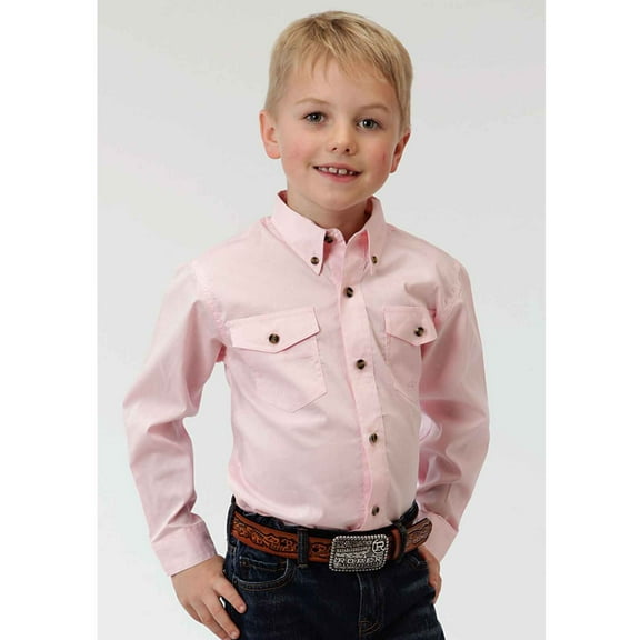 Roper Western Shirt Boy L/S Extra Long Tail L Pink 03-030-0365-1066 PI