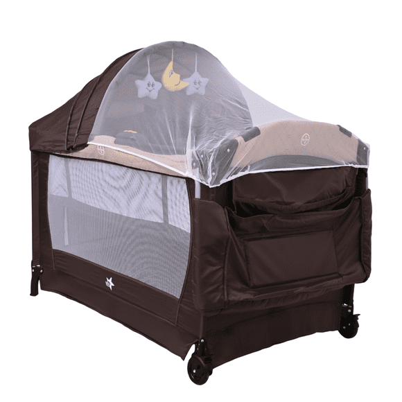 Cuna Corral Para Bebé Starkids Galaxis Portátil Cambiador Beige