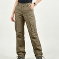 thumbnail image 5 of Karymi Pants for Women Solid Straight Leg Cargo Pants, Multi Pockets Outdoor Hiking Casual Drawstring Cuff Work Long Trousers, 5 of 6