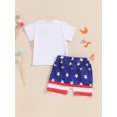 thumbnail image 5 of Musuos Toddler Baby Patriotic Outfits 6 12 18 24M 3Y Letter Print Short Sleeve T-Shirt and Elastic Star Stripe Shorts Set 4th for July Clothes for Summer, 5 of 10