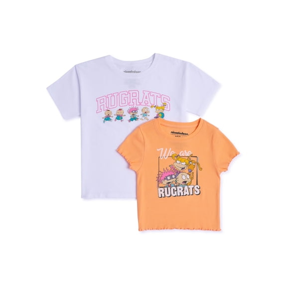 LICENSE Girl's Graphic Short Sleeve Crew Neck T-Shirts, 2 Count