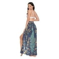 thumbnail image 3 of FORMRS Womens Long Sarong Beach Wrap Semi-Sheer Bikini Skirt Bathing Swimsuit Cover Up, Navy Blue Peacock Pattern, 3 of 7