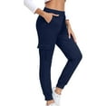 thumbnail image 4 of CFLVAEK Cargo Pants Women High Waist Casual Running Pant Comfy Cinch Bottom Jogger Pants with Pockets Solid Color Hiking Workout Trousers Navy M, 4 of 9