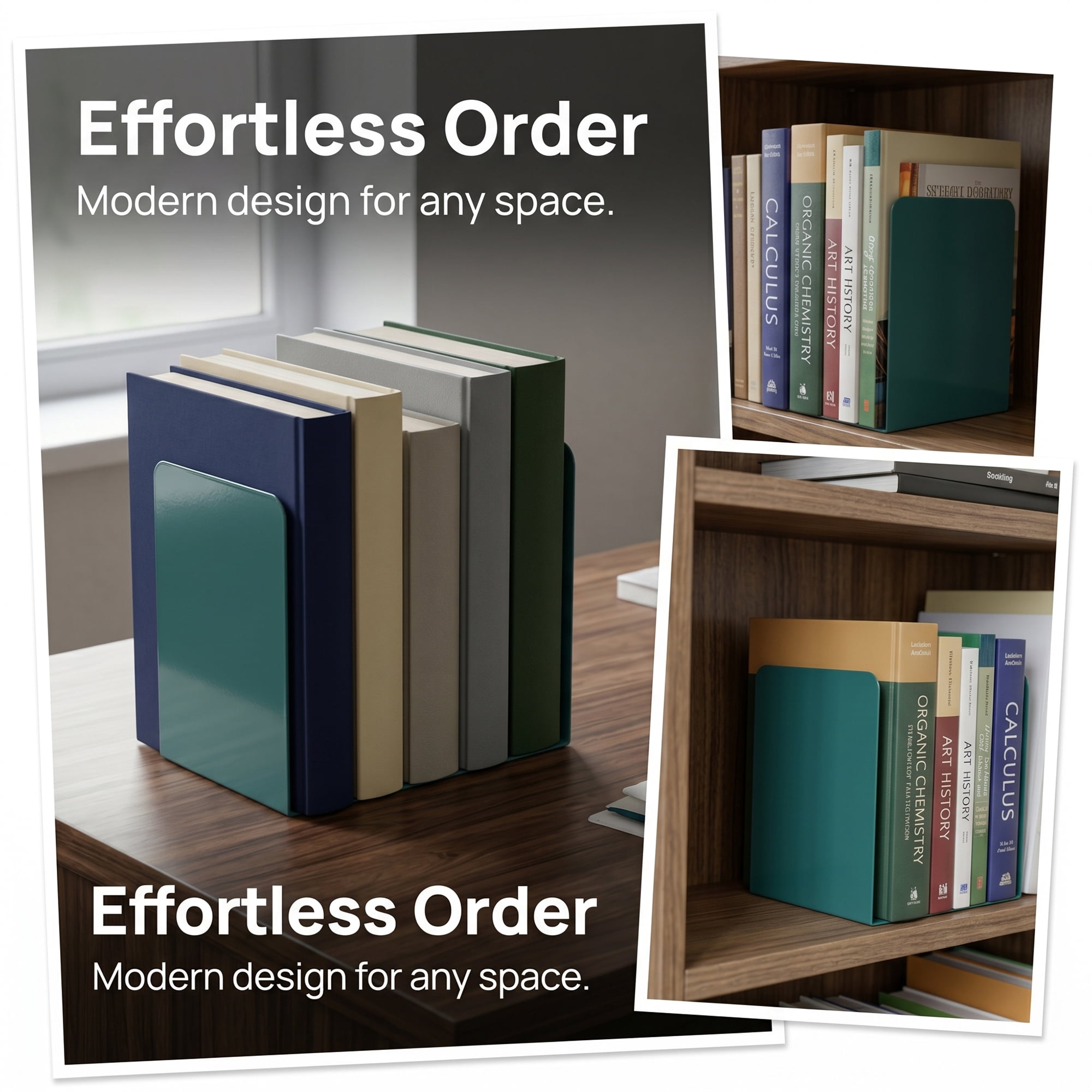 Unique Bargains Expandable L-Shaped Bookends with Compartments Home 2 Pcs Dark Green 5.2"L x 4.1"W x 7.7"H