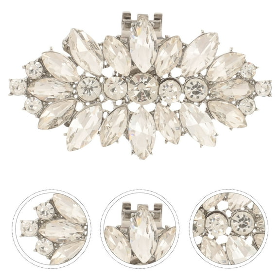 HOOWIFFY 1 Pair Sparkling Shoe Clips for Women with Silver Decorative Rhinestone Accessories