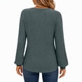 thumbnail image 3 of Women's V Neck Ribbed Knit Long Sleeve Tops Casual Bishop Sleeve Pullover Shirts for Fall Daily Wear, 3 of 7
