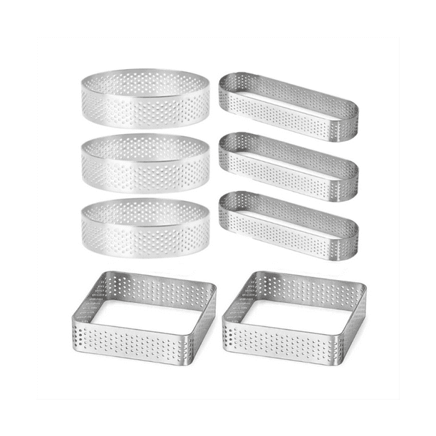 Winyuyby 8cm Stainless Steel Tart Ring, HeatResistant Perforated Cake