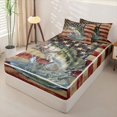 thumbnail image 3 of Manfei Vintage Bass Fish Zipper Twin Comforter Sets with Fitted Sheet and 2 Pillowcases, Rustic American Flag Zipper Bedding Set, Red Navy Beige, Black Reversible, 4pcs, 3 of 7
