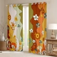 thumbnail image 2 of Homewish Cherry Blossoms Kids Curtains Pack of 2 (42x84 Each), Farmhouse Mushroom Plant Curtains Blackout, Retro Stripes Abstract Ombre Bedroom Curtains, Blackout Curtains Decor, 2 of 6