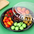 thumbnail image 4 of 10 Pcs Round Plastic Appetizer Tray with Lid Divided Serving Tray  Disposable Food Storage Containers   Fruit Platter Vegetable Trays for Party and Buffet，Kids Snack  Black, 4 of 9