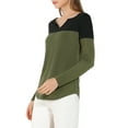 thumbnail image 4 of Allegra K T-Shirt Décontracté à Manches Longues à Col en V pour Femmes, 4 of 6