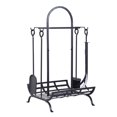 thumbnail image 1 of Outsunny Indoor Outdoor Firewood Rack with 4 Tools, elevated base Steel Power Coated Construction Fire Wood Storage Stacking Set, Black, 1 of 10