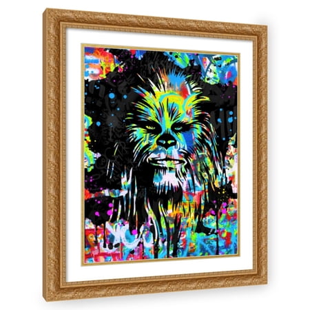 Stephen Chambers 12×14 Gold Ornate Wood Framed With Double Matting Wall Art Titled – Chewbacca Graffiti