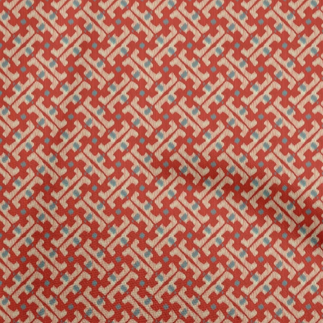oneOone Cotton Poplin Red Fabric Asian Ikat Craft Projects Decor Fabric Printed By The Yard 56 Inch Wide