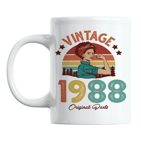 

Vintage 1988 feat. a Strong Woman & Retro Sunset Ceramic Coffee & Tea Mug (11oz)