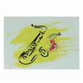 thumbnail image 1 of Jazz Music Cutting Board, Saxophone Color Paint Splash Background Design Illustration, Decorative Tempered Glass Cutting and Serving Board, Small Size, Yellow Black, by Ambesonne, 1 of 1