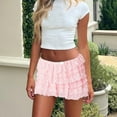 thumbnail image 3 of Women Y2k Fairycore Mini Skirts Low Rise Lace Layered Ruffle Short Skirts for Teen Girls Aesthetic, 3 of 4