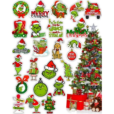 24pcs Grinch Christmas Ornaments for Tree Decorations Christmas Ornaments Resin Miniatures for Craft Christmas Decor