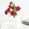 thumbnail image 3 of Ramo de flores de rosas falsas de 8 cabezas, flores artificiales de ramificación larga para , día de , 6 colores rojo, 3 of 9