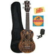 Luna Tribal Soprano Ukulele Bundle with Gig Bag, Tuner, Austin Bazaar Instructional DVD, and Polishing Cloth