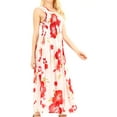 thumbnail image 4 of Sakkas Iyabo Women's Sleeveless Casual Summer Floral Print Dress Maxi Long Stretch - W-Red - One Size, 4 of 5