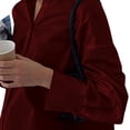 thumbnail image 5 of Endives Women's Oversized Shirt Solid Color V Neck Button Down Shirt Loose Long Sleeve Dressy Shirt Wine, 5 of 7