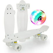Mini Skateboard 22 Inch Single Kick Concave Cruiser Skateboard Penny Boards with LED Light Up Wheels for Beginners Kids Teens