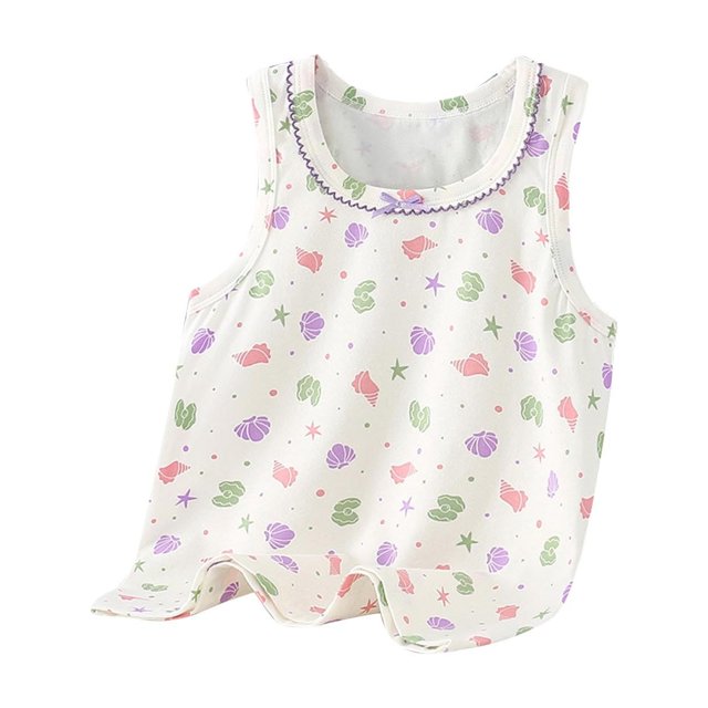 Diufon Débardeurs d'Été pour Garçons et Filles en Coton Doux Sans Manches Col Rond Imprimé Respirant